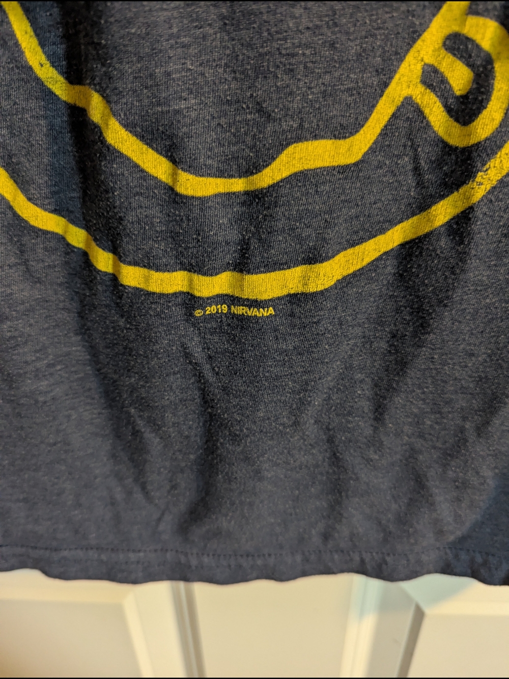 Nirvana Short Sleeve Graphic Tee in Charcoal with Yellow Logo - Picture 4 of 6